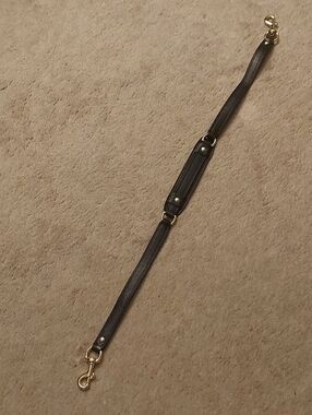 Black genuine leather bag strap